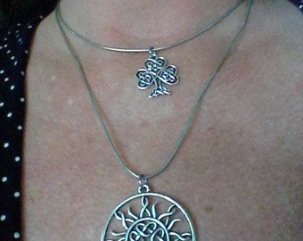 Celtic knot shamrock Sun choker