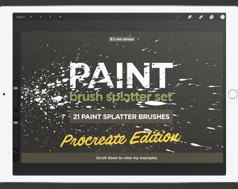 Procreate paint brush splatter set for the iPad Pro, 21 paint splatter effects, digital painting effects for the iPad Pro, Procreate App.
