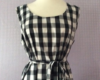 Gingham check pinafore dress