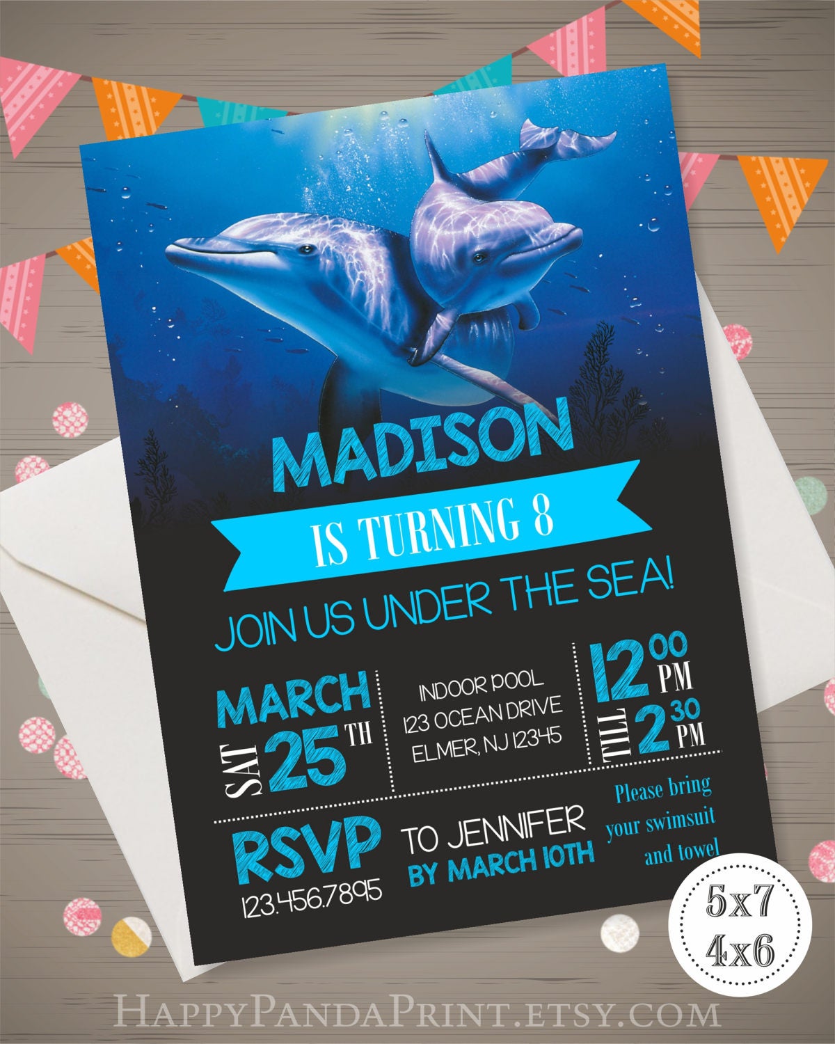 Dolphin Invitation Dolphin Birthday Party Dolphin Invite