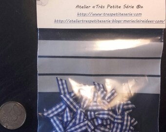 Set of 20 bows - gingham blue & white
