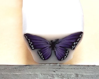 Purple Butterfly Cane, Polymer Clay Flutterby Cane, Raw or Unbaked Clay, Plum Purple
