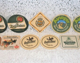 11 vintage beer drink coasters ~ great gift ~ bar ~ German ~ dining ~ man cave ~ collectible