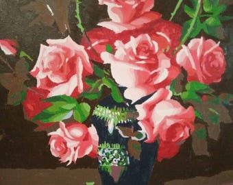 Digital painting, living room sofa wall decorative painting, hand-painted murals, digital flower paintings