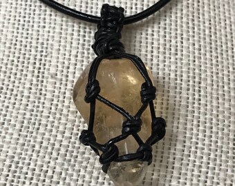 Hello Spring - Simple Truths - Adjustable Citrine Leather Choker