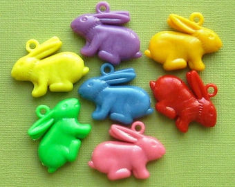 8 Rabbit Charms Kitschy Colorful and Just Plain Fun K010