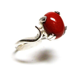 Jasper, fancy jasper, cabochon ring, solitaire ring, orange rust, paprika, s 7 "Paprika"