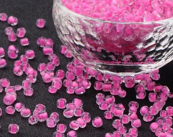 10g seed beads 6/0 inside pink 4mm