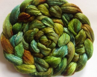 Hand Dyed shimmer roving 3ozs polwarth mulberry silk 70/30 ready to ship