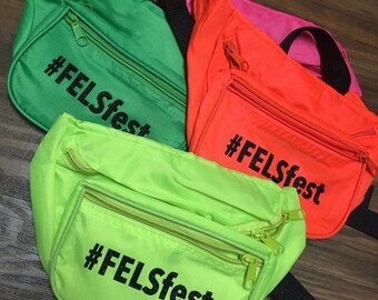 Neon Custom Printed Fanny Packs, Bachelorette Fanny Pack, Sorority Fanny Pack, Tailgate Fanny Pack, Concert Fanny Pack