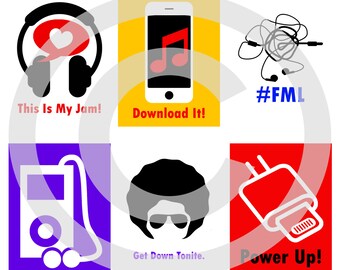 Music Digital Scrapbooking Journaling Cards - iTunes Songs iPod Beats - Project Life Pocket Page Inserts - diy Printable - DIGITAL DOWNLOAD