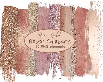 Brushed Metallic,Glitter paint,shimmering Textile,png brushes,Rose Gold Brush,Brush Stroke Clipart,Gold Brush Strokes Clipart,