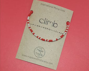 Gift for rock climber | Present for climber | Climb | Climber birthday | Climber Christmas | Morse code bracelet | Climb bracelet | Climbing