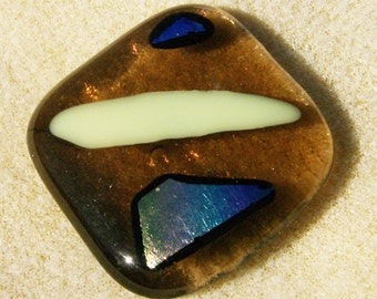 Dichroic Glass Cabochon - Gorgeous Amber Handmade Square by JewelryArtistry - DC395