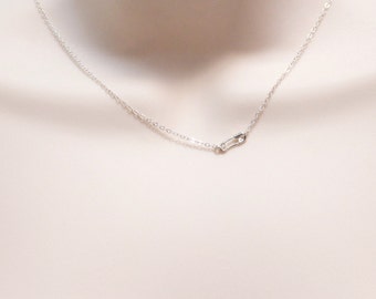 Safety Pin Necklace, Sideways Necklace, Delicate Necklace, Dainty Necklace, Tiny Silver Necklace, Minimalist Necklace, Petite Jewelry
