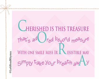 New Baby Gift Nursery Prints Newborn Baby Girl Gift Infant Gifts Name Wall Art Personalized Newborn Gift Unique Baby Gift Poem 8x10 Cora