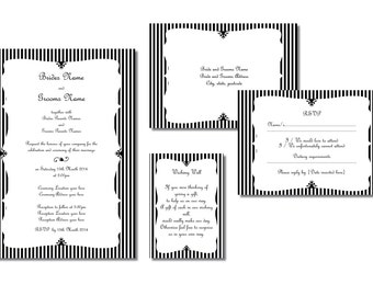 Black and White Vintage Wedding Invitation Downloadable