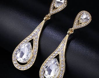 PAIR Rhinestone GOLD Crystal Wedding Prom Gauges Plugs 8mm 0g 10mm 00g 7/16" 11mm 1/2" 12mm 9/16" 14mm 5/8" 16mm 11/16" 19mm 3/4"