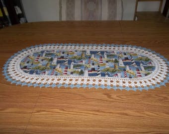 Lighthouse Table Runner Best Doilies Crochet Fabric Table Runner Crocheted Edge Centerpiece Table Topper Tablecloth Dresser Scarf