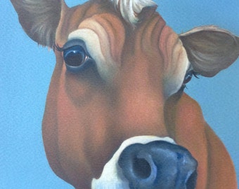 jersey cow painting "Thinking"