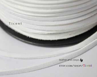 10 Yards 3mm Patent Faux Suede Leather, White Coated Suede Leather CS3M154