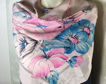 Stunning Vintage 1930s Fine Watered Silk Hand Painted Scarf.