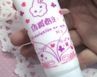 Decoden Whipped Cream Glue, White Vanilla with 2 Frosting Tips, for Cell Phone Decoration, 50g