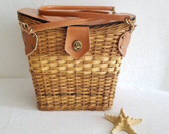 Vintage Skalny Importations Straw Wicker Purse Handbag
