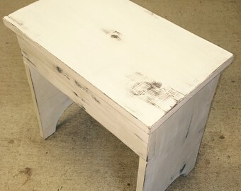 Large Rustic Step Stool, Farm Stool, Country Vintage Milking Stool, Weathered Shabby Stool