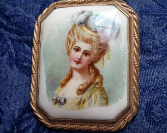 NICE Celluloid Lady Pin ANTIQUE