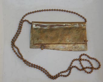 Hammered Brass Envelope Artisan Metal Work Necklace