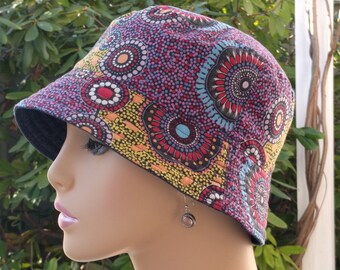 Womens Chemo Hat Bucket Hat Cancer Hat Alopecia Hat Blue Denim Chambray Made in the USA SMALL - MEDIUM