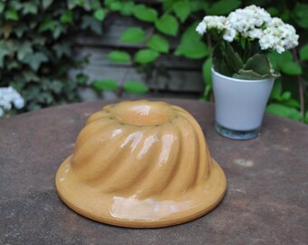 Small Antique Terracotta Mould / Kouglof Mold Alsatian Cake Pan /French Antique Glazed Terracotta / Vintage Kitchenware / Farmhouse Decor