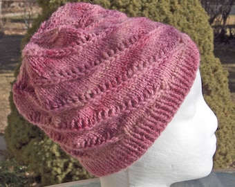 Spiral Watch Cap Roseblush Pink/Creamy White & Brown/White with Gray