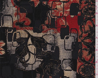 Red/Black Multi Contemporary Chenille Jacquard, Fabric By The Yard