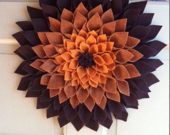 Felt door decor in different shades of brown- approximately 16x16 in diameter