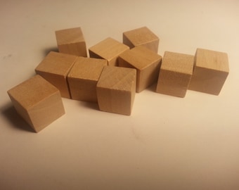 1/2" Wood Cube - Set of 10 - Wooden Square - 1/2" inch Wood Cubes - Unfinished - Craft Cubes -Wood Parts