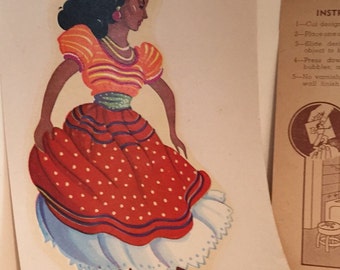 Vintage Decal Senorita 1950s Duro Decal Unused with Instructions!