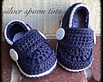 Baby Boy loafers,Crochet Loafers ,Baby Booties,baby shoes, Navy Blue White Made To Order Custom Orders Welcome