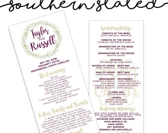 Custom Wedding Program Design
