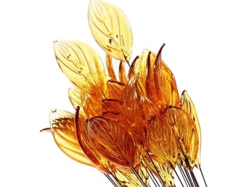 Czech hand lampwork topaz flower petal glass crafting headpin bead (1 piece)