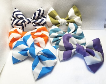 Chevron hair bows, hair clips, hair accessories, fabric hair bows