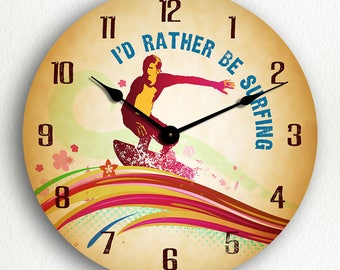 I'd Rather Be Surfing Surfer Silent Wall Clock