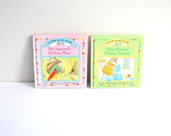 Pair of Children's Look Again Books - Kid's Vintage Picture Books
