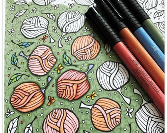 Printable Tossed Buds Colouring Page