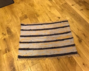 Hand Woven Rag Rug, Short Rag Rug, Floor Rug, Traditional Rag Rug, 0.82 m X 0.60 m Rag Rug