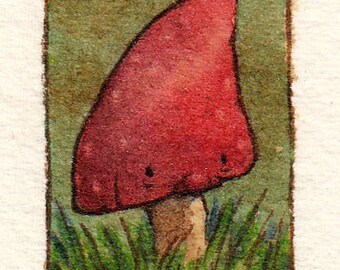 Archival Print of Original Watercolor: Contemplative Toadstool