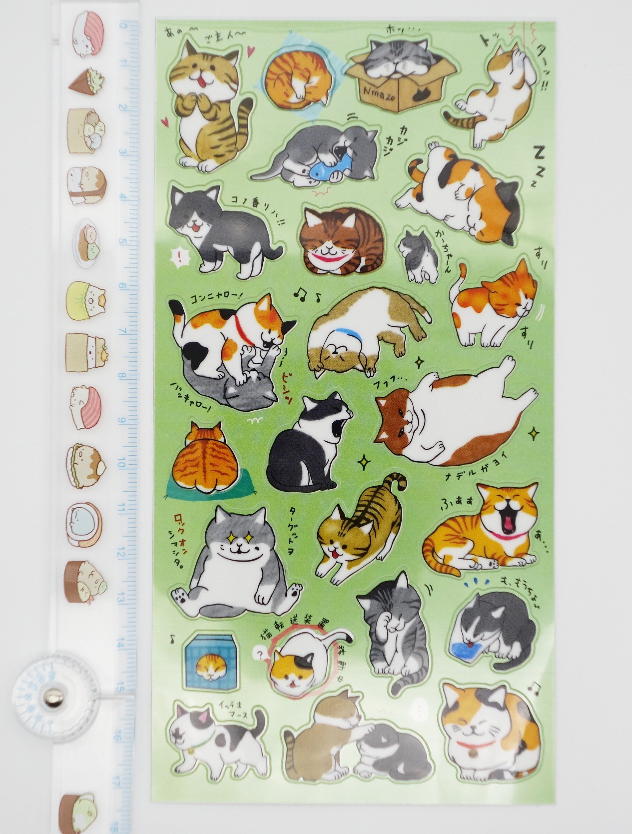 Japanese cat stickers, kawaii cat stickers, cute cat stickers, cat in