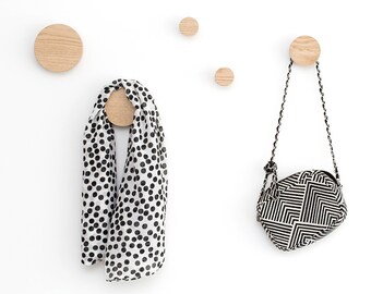 Wall hooks - oak hooks - coat hooks - wooden wall hooks - entryway coat hooks - wood wall hooks - decorative hooks - round wall hooks