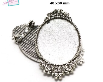 1 medium cabochon prong "003 oval 40 x 30 mm", silver